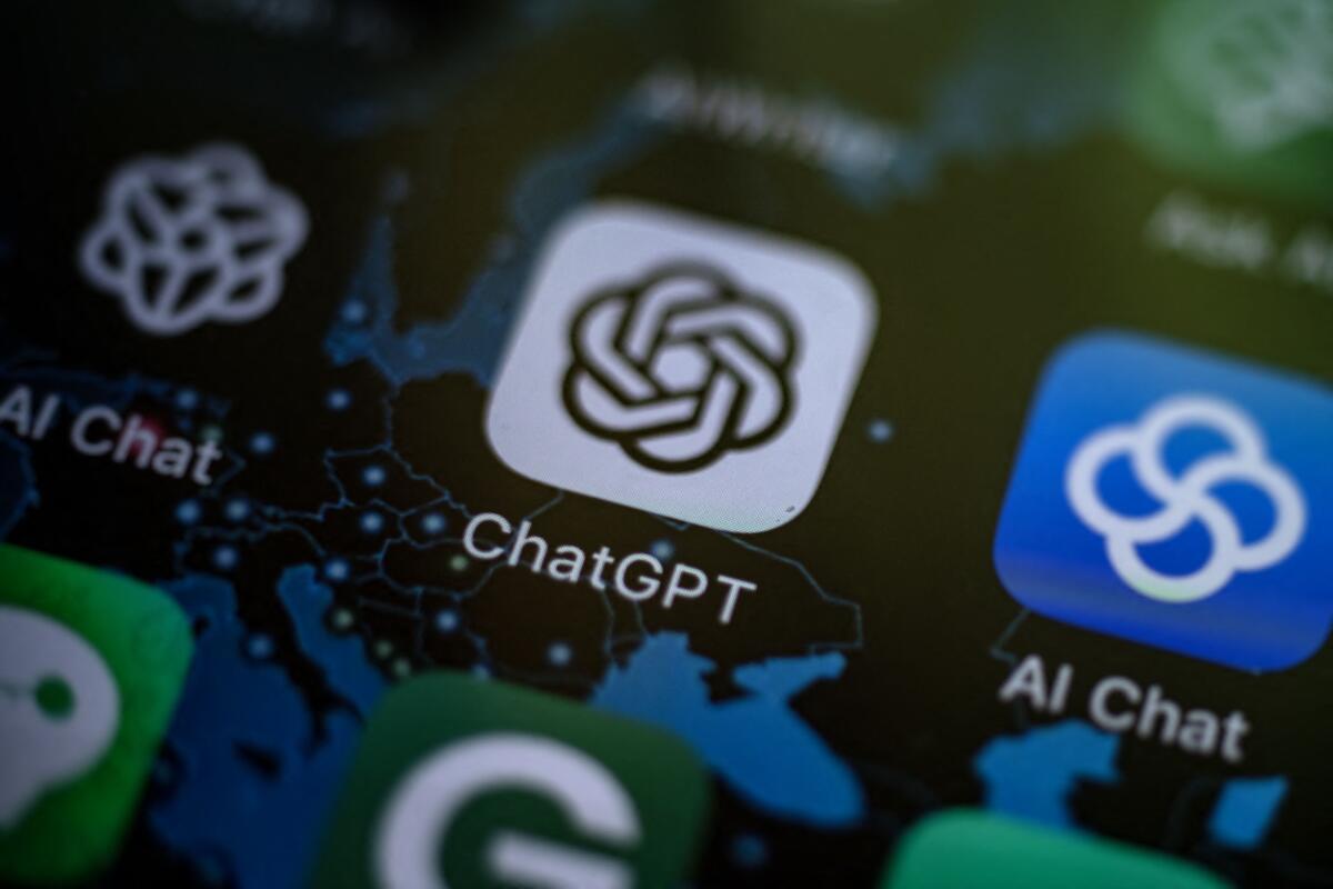 AI app icons, including one for ChatGPT, on a smartphone screen 