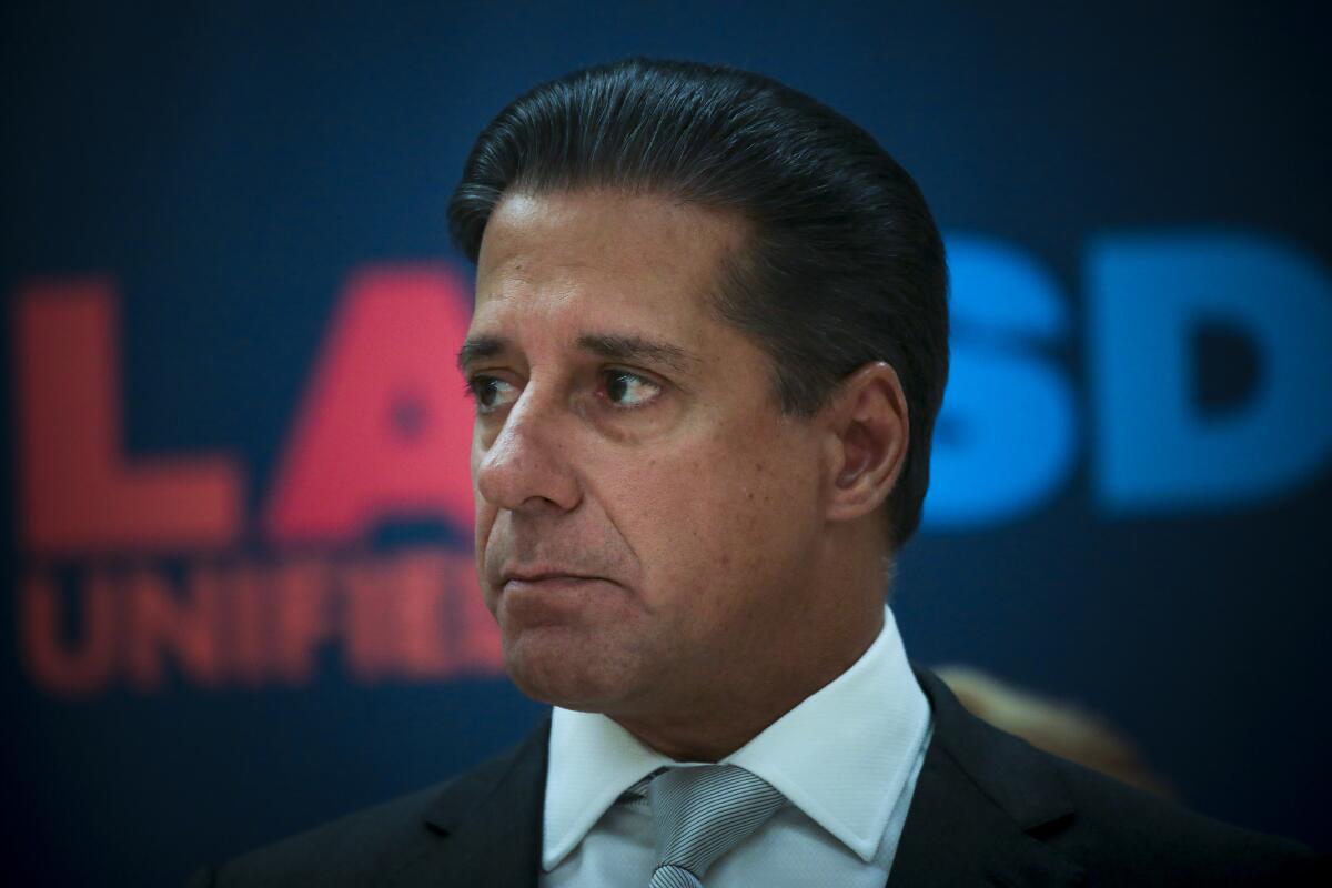 Los Angeles Unified School District Supt. Alberto Carvalho addresses a news conference in September.