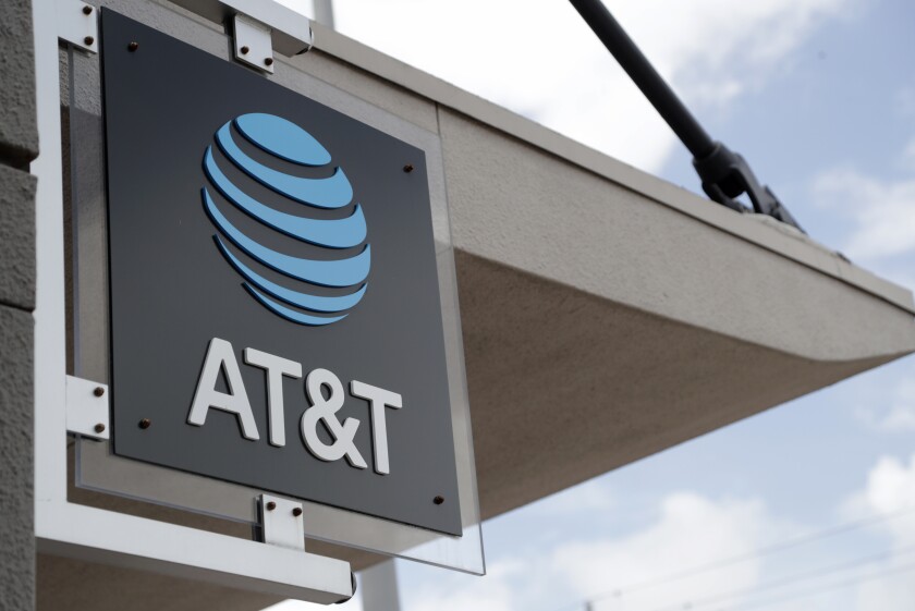AT&T logo on a sign.