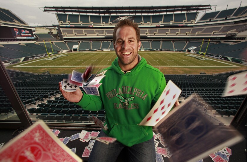 Jon Dorenbos, shown in 2010, is a retired long snapper and a magician.
