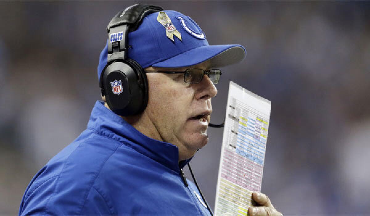 New Arizona Cardinals Coach Bruce Arians went 9-3 as the Indianapolis Colts' interim coach this past year.