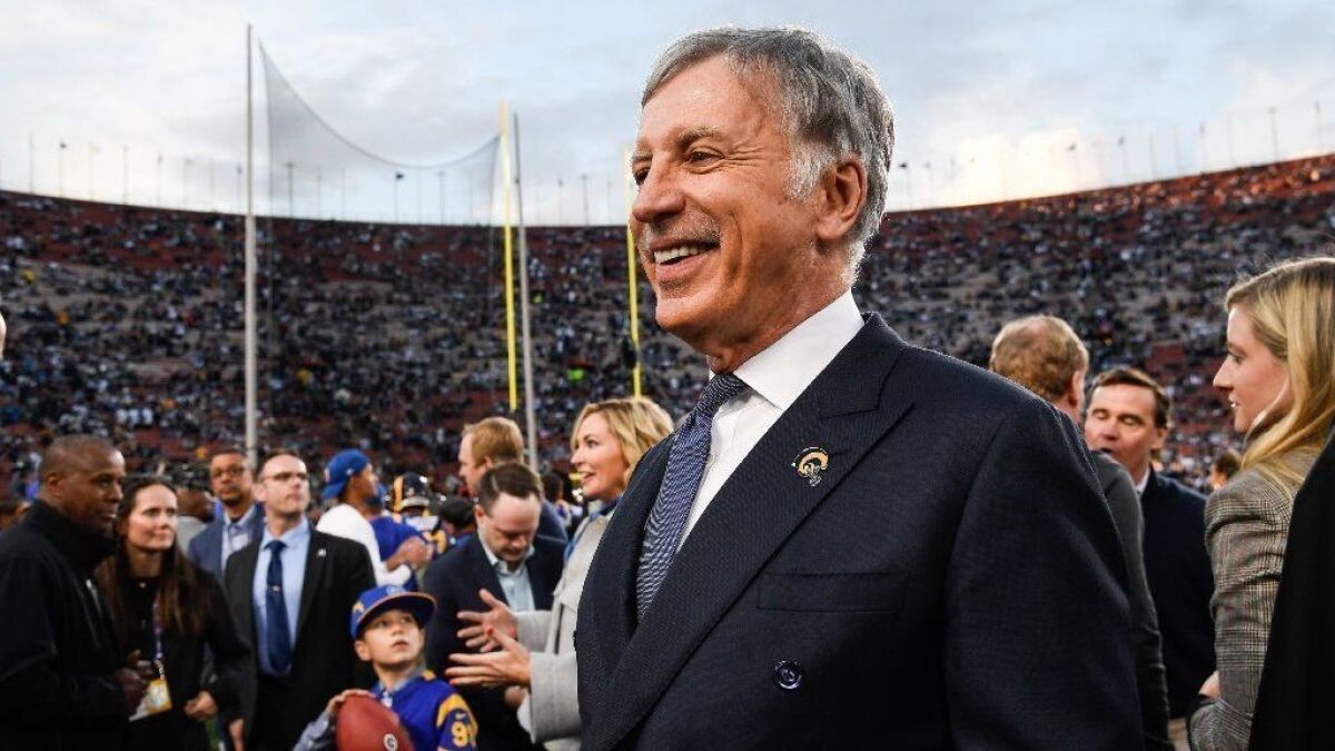 Rams owner Stan Kroenke on the sideline at the NFC divisional round playoff game against the Dallas Cowboys on Jan. 12 at the Coliseum.