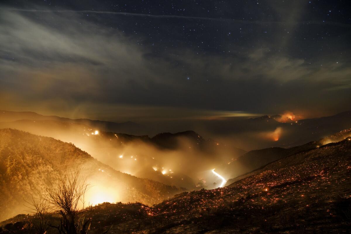 The Thomas Fire burns in the Los Padres National Forest, near Ojai, Calif.