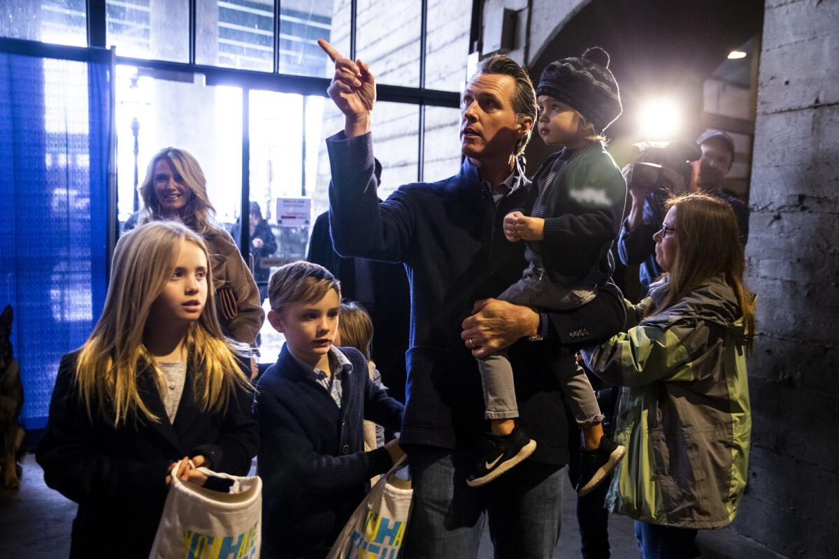 Gov.-elect Gavin Newsom and his family attend an Inauguration Family Event at the California Railroad Museum in Sacramento on Jan. 6.