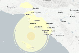 A map shows the reach of a magnitude 4.1 earthquake centered near Rancho Palos Verdes on the California coast.