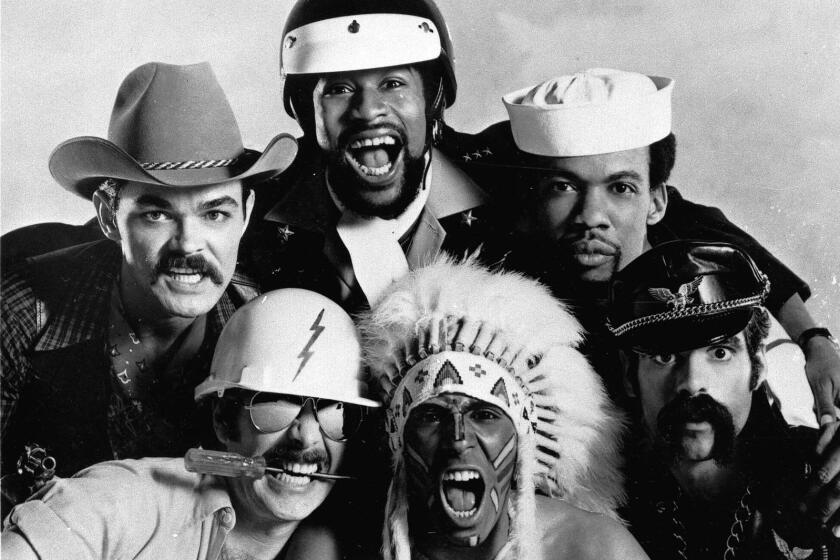 FILE--Glenn Hughes, right, is pictured with fellow members of the pop disco group "The Village People" in this 1979 file photo. Hughes, 50, died of lung cancer at his home in New York on March 4, 2001. Clockwise from top left in the "The Village People" are Randy Jones, Victor Willis, Alex Briley, Hughes, Felipe Rose and David Hodo. (AP Photo/Can't Stop Productions, File) ORG XMIT: NYR14