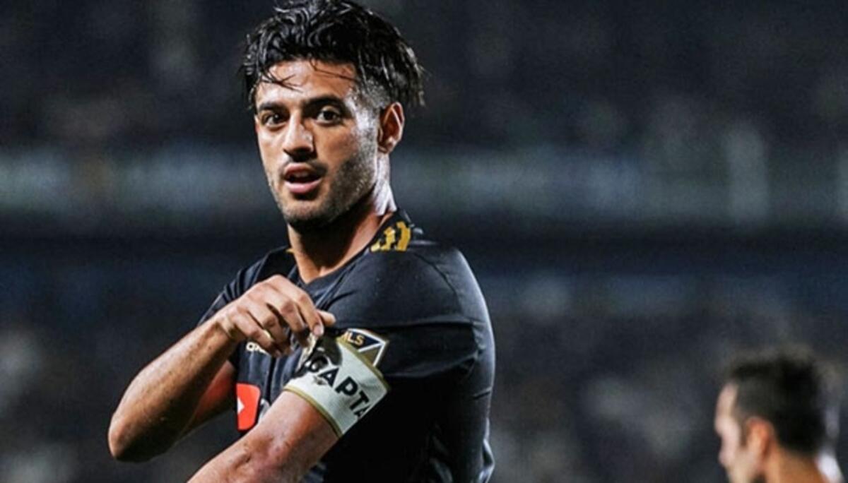 LAFC's Carlos Vela pauses during MLS game action.