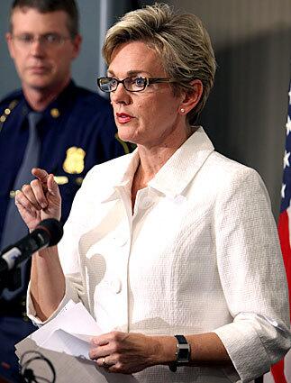 Michigan Gov. Jennifer Granholm. Granholm was elected governor in 2002 and reelected in 2006. She was elected Michigan's first female attorney general in 1998.