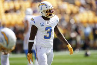 Chargers safety Derwin James Jr. warms up before Sunday's loss to the Pittsburgh Steelers.