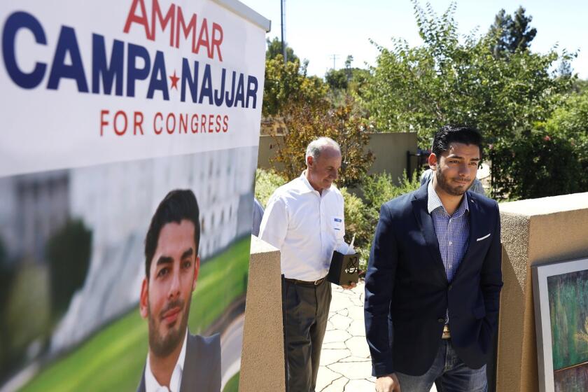 ESCONDIDO-CA-SEPTEMBER 9, 2018: Ammar Campa-Najjar arrives at a Meet and Greet in Escondido on Sunday, September 9, 2018. (Christina House / For The Times)