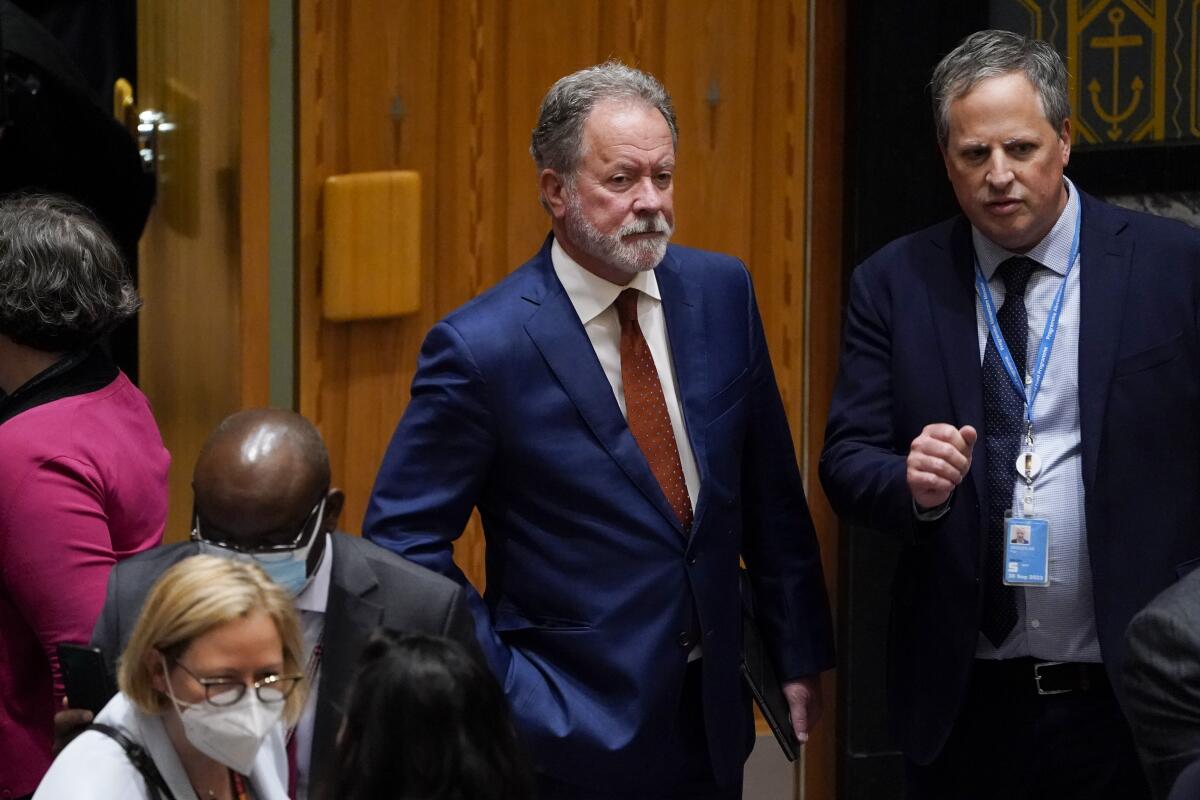 David Beasley, Executive Director of the United Nations World Food Program, arrives to a UN Security Council Meeting.