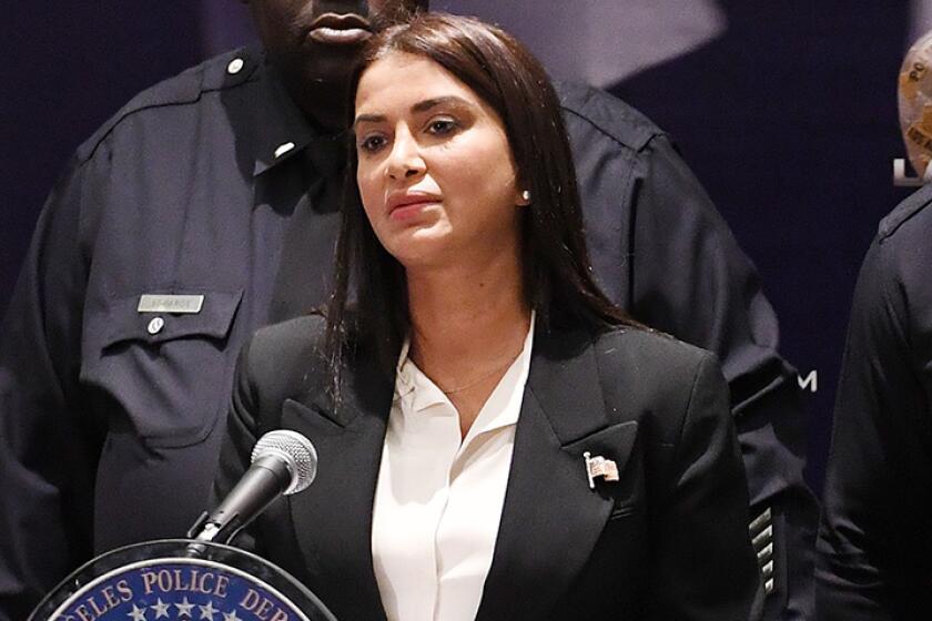 Capt. Lillian Carranza speaks during a 2018 news conference. 