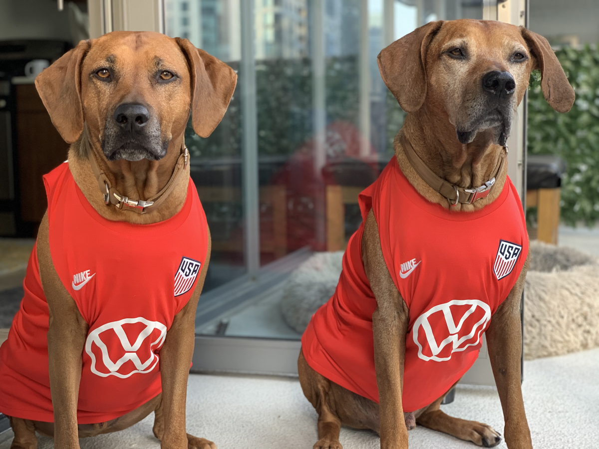 Dyer and Junior show off their support for the U.S. men's national soccer team.