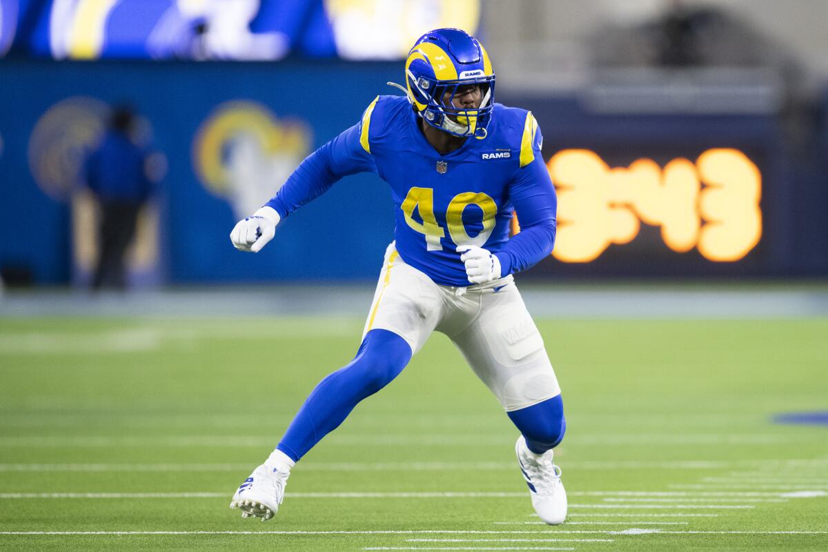 Rams outside linebacker Von Miller recorded his first sack with the team during the first half.