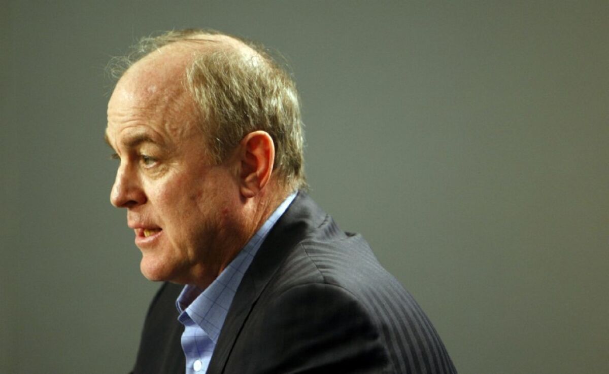 Ben Howland talks at a news conference on Monday after being fired by UCLA as the men's head basketball coach.