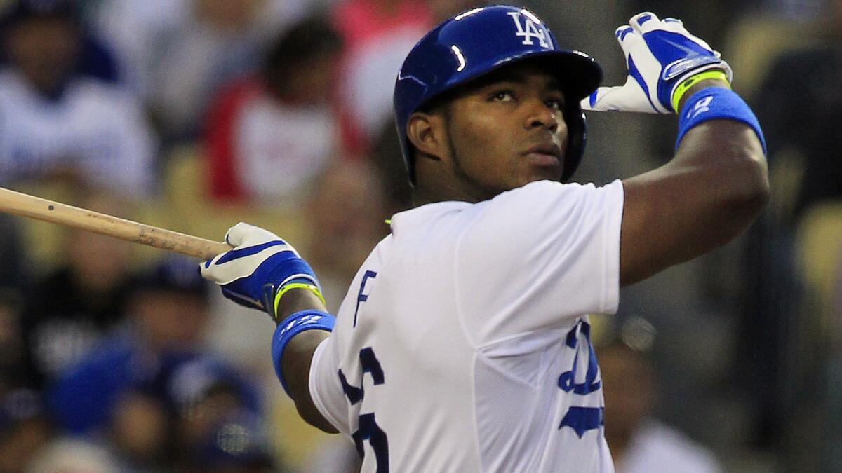 Dodgers right fielder Yasiel Puig will compete in the MLB All-Star home run derby on Monday, July 14.