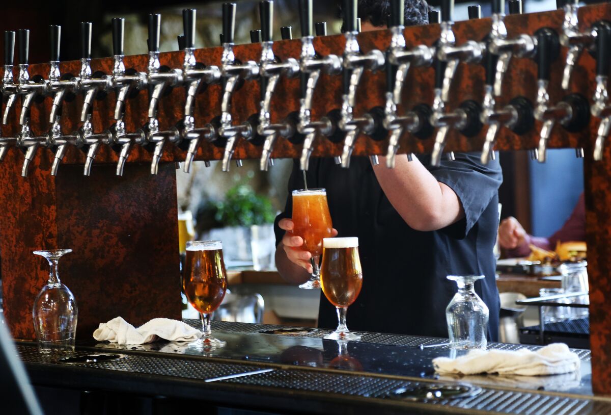 The wide array of taps at Stone Brewery's Escondido location.
