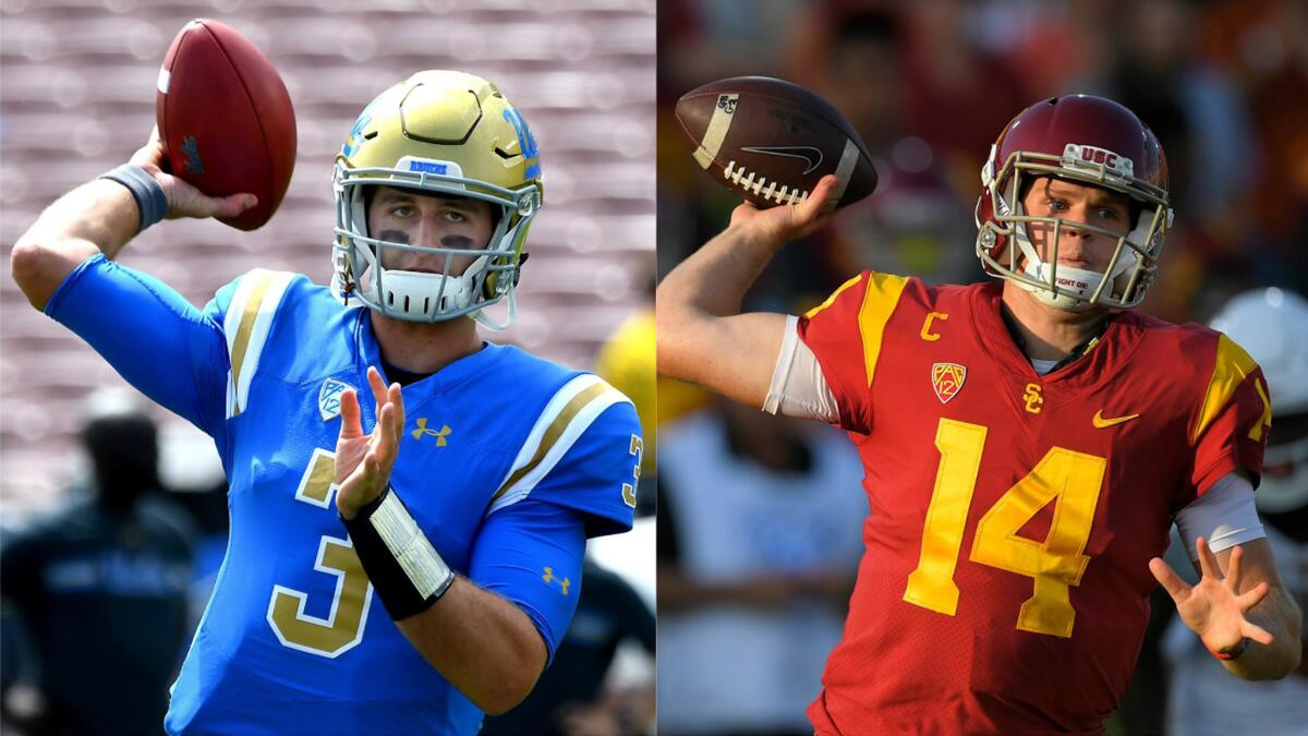 UCLA's Josh Rosen and USC's Sam Darnold both could be top picks in the upcoming NFL draft.