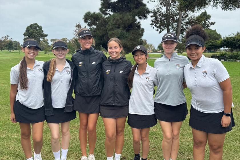 The Estancia girls' golf team went 15-0 overall this season. The Eagles won the Coast League title, the program's first league championship since 2019.