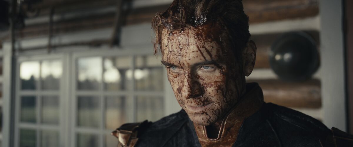 Homelander (Antony Starr) is a bloody mess in a scene from "The Boys."