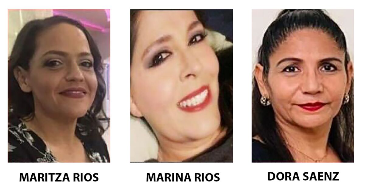  Maritza Rios, de 47 años, Marina Rios, de 48, y Dora Saenz, de 53. \