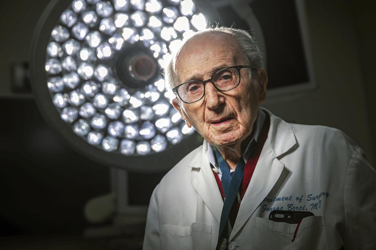 Dr. George Berci in an operating theater