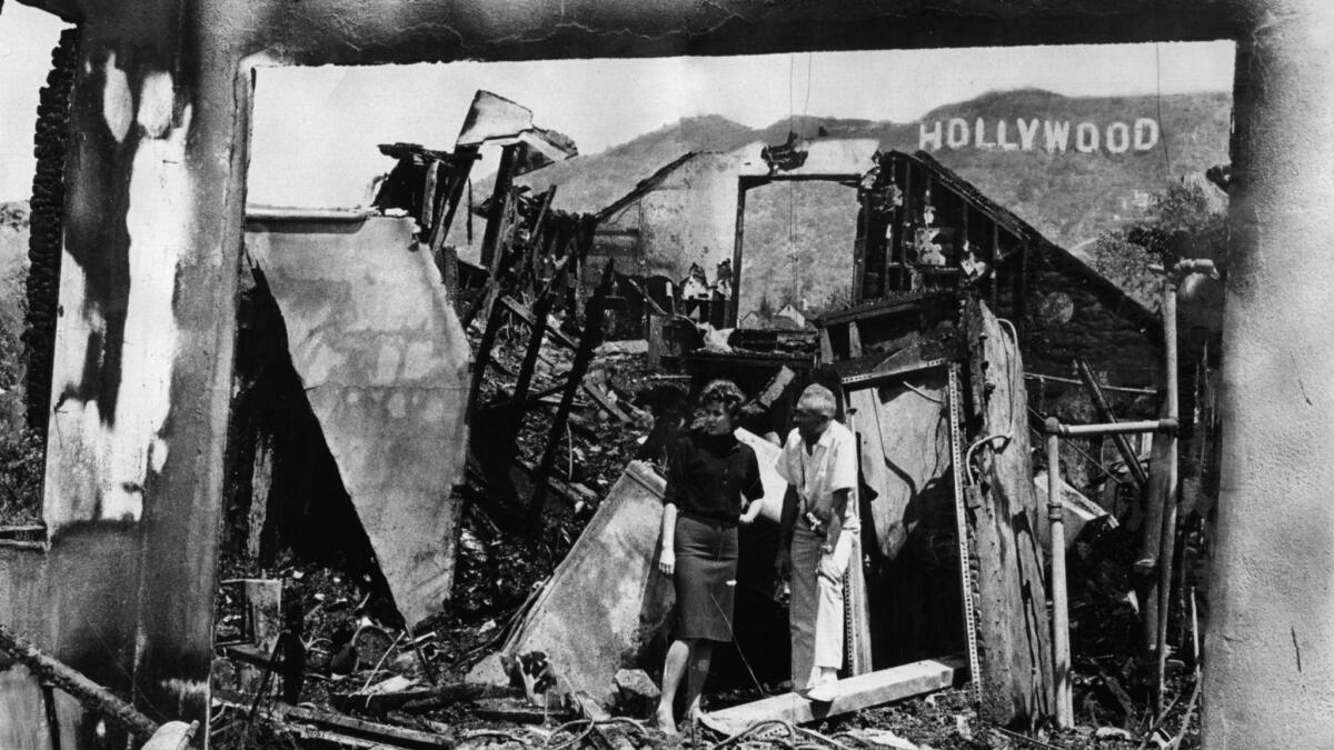 The ruins of Aldous Huxley's former home on Deronda Drive. (Los Angeles Times)