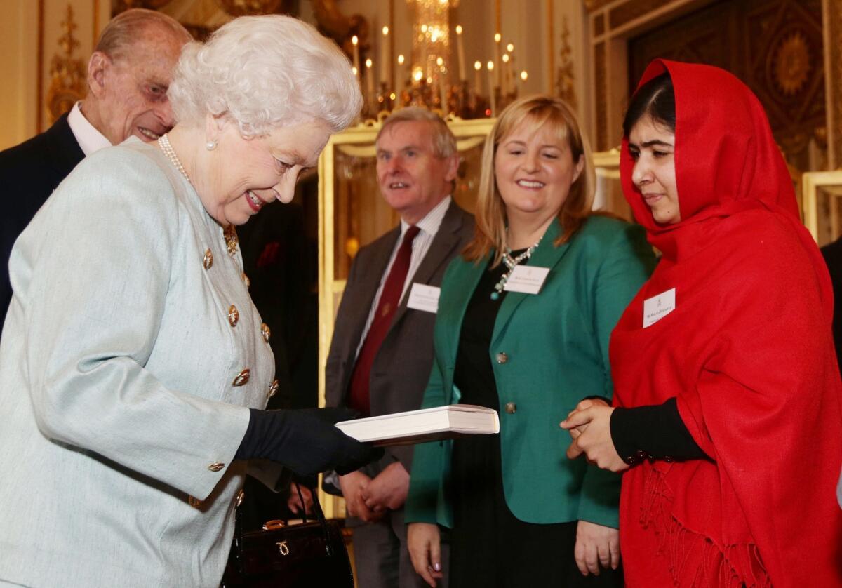 Malala Yousafzai gave her book "I Am Malala" to England's Queen Elizabeth II; now it is being banned in Pakistan, her home country.