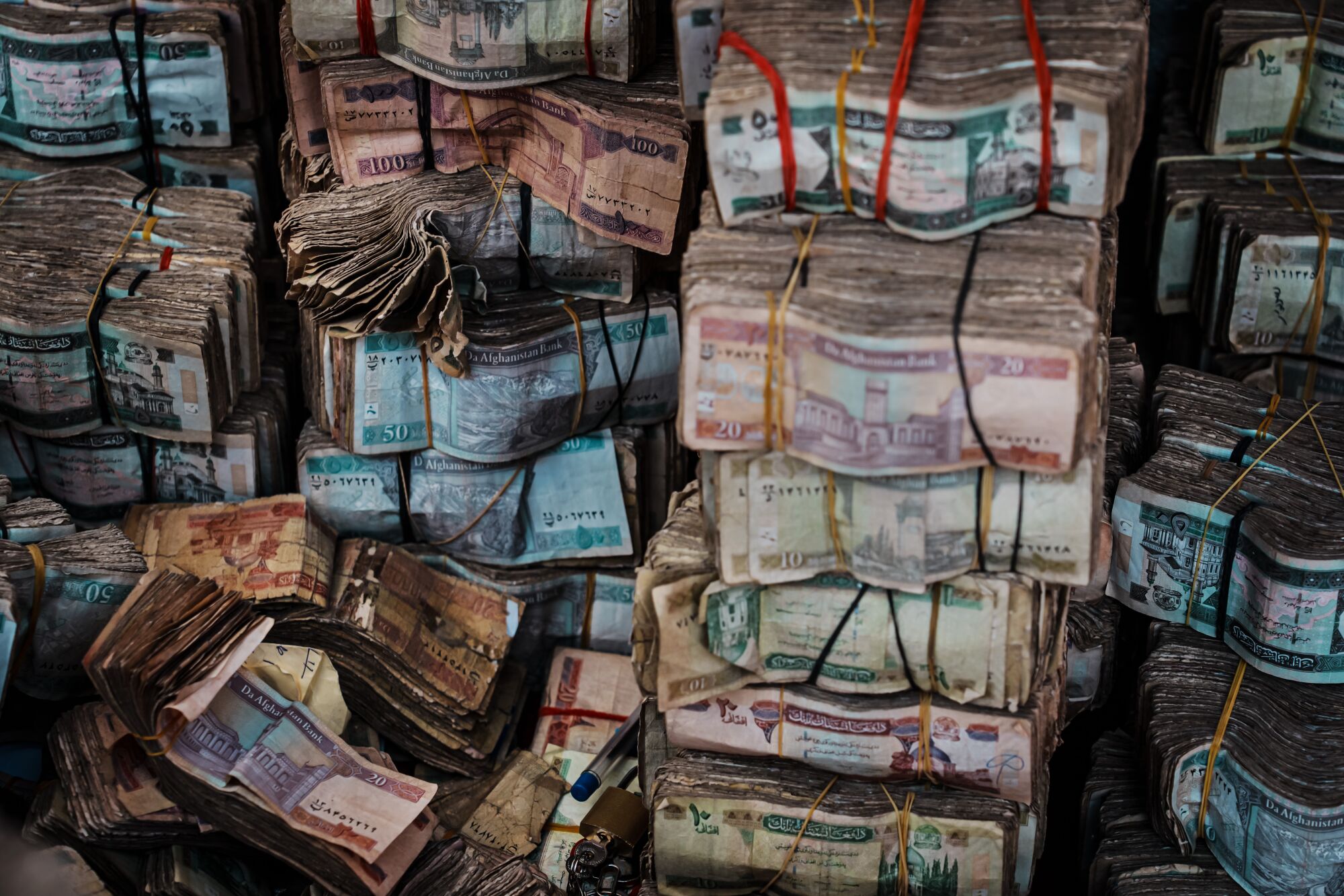 Bundles of Afghan currency