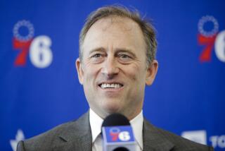 Philadelphia 76ers owner Josh Harris speaks with members of the media during a news conference 