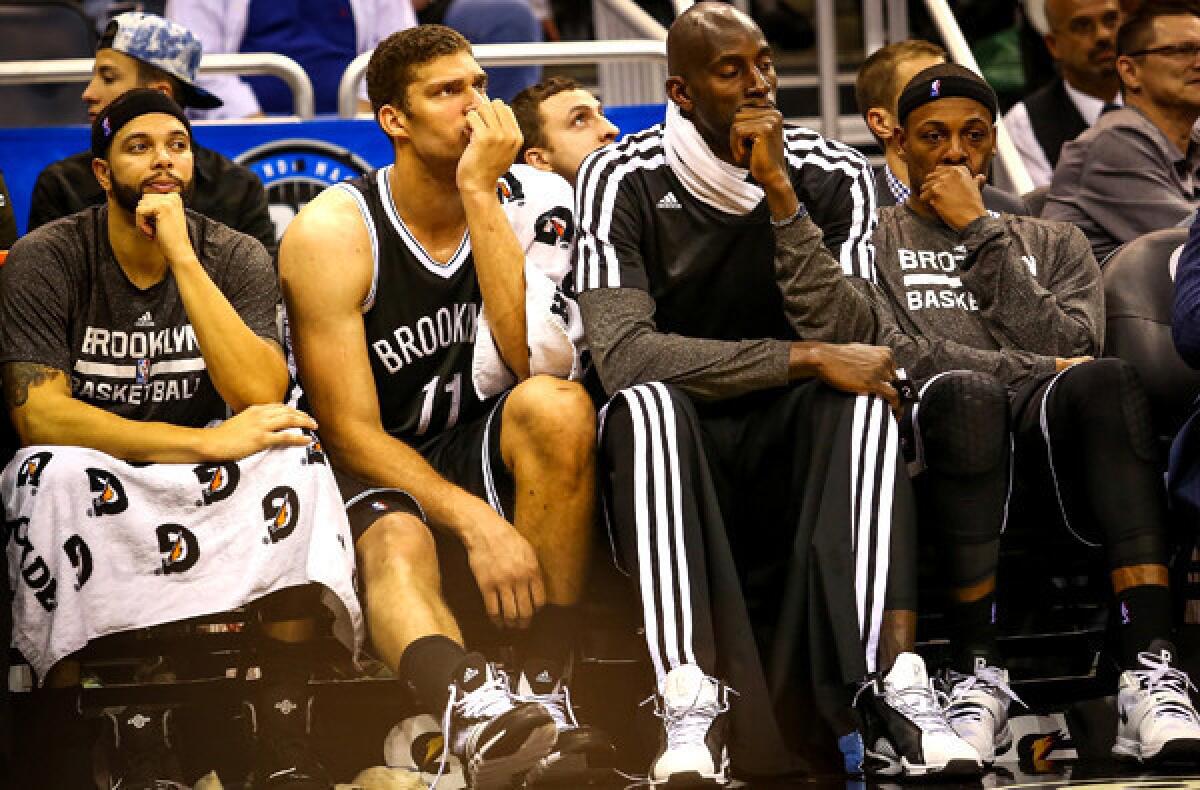 The Nets's high-priced talent -- (from left) Deron Williams, Brook Lopez, Kevin Garnett, Paul Pierce -- hasn't made much noise this season other then it's thud of a record.