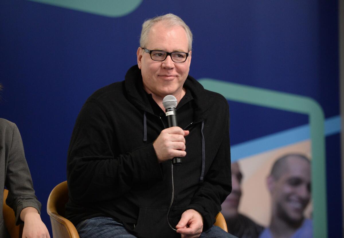 Screenwriter and author Bret Easton Ellis speaks at Fullscreen's offices in New York on Monday.