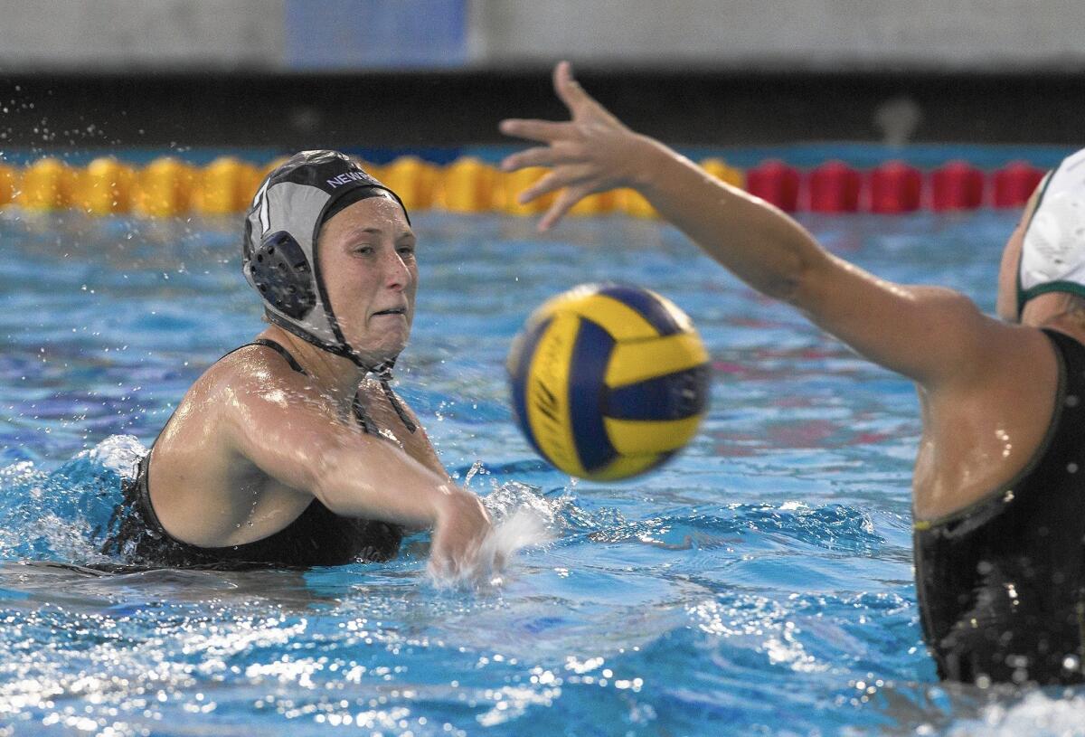 Newport Harbor High's Katie Kearns, left, scored three goals against Edison in a Sunset League game on Wednesday.