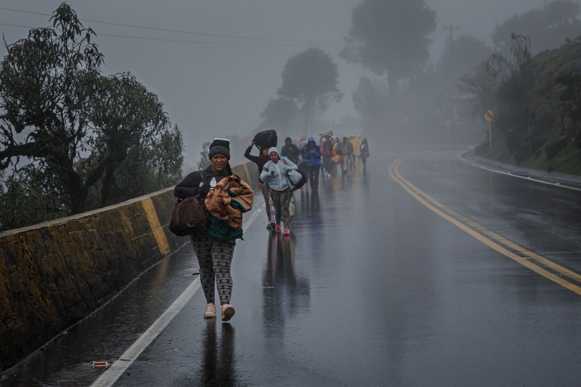 Venezuelans walk the perilous journey from the Venezuela-Colombia border, as they make their way through the countryside in cold plateau, known as El Páramo de Berlín. Each day an estimate of 5000 people flee Venezuela.