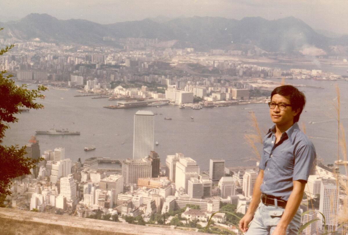 Kent Wong at Victoria Peak overlooking Hong Kong's harbor in 1975.