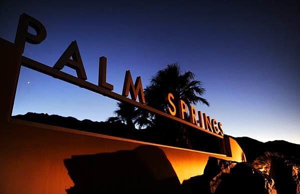 The sign along Highway 111 greets visitors as they enter Palm Springs.