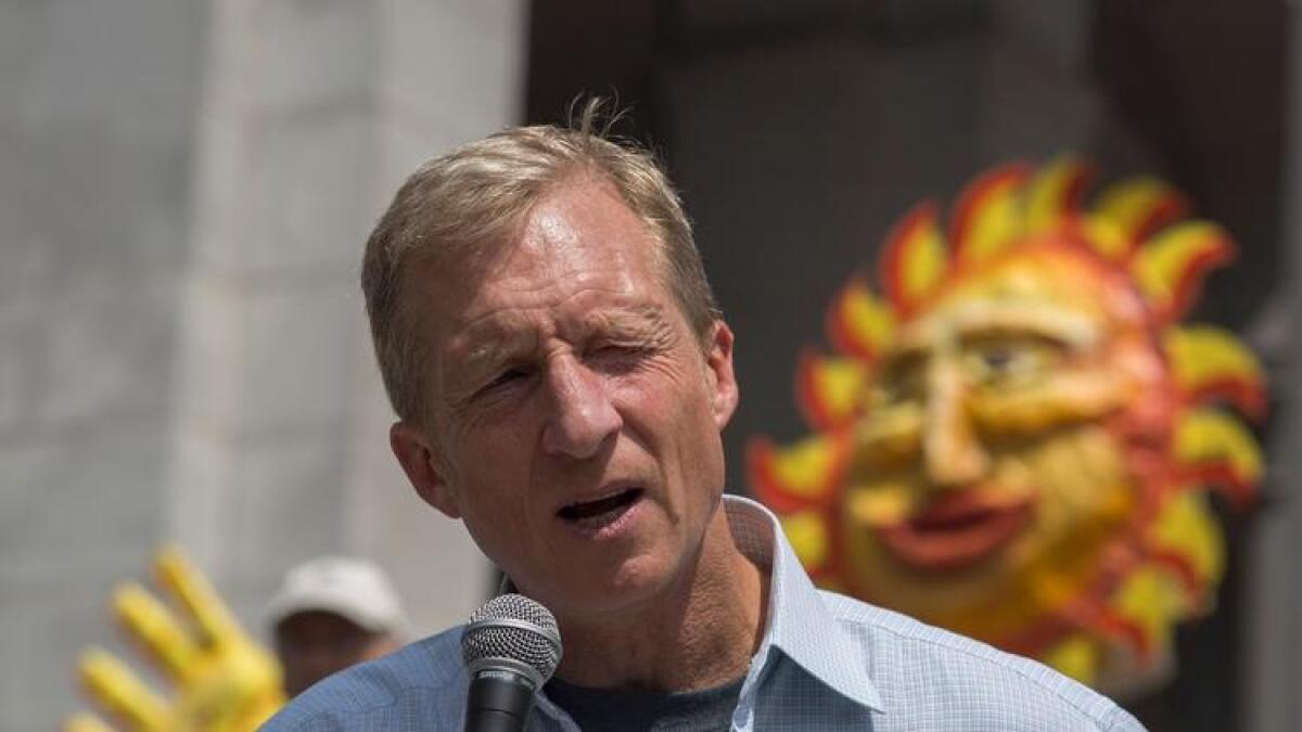 Tom Steyer is considering a run for governor of California while spending millions to register voters.
