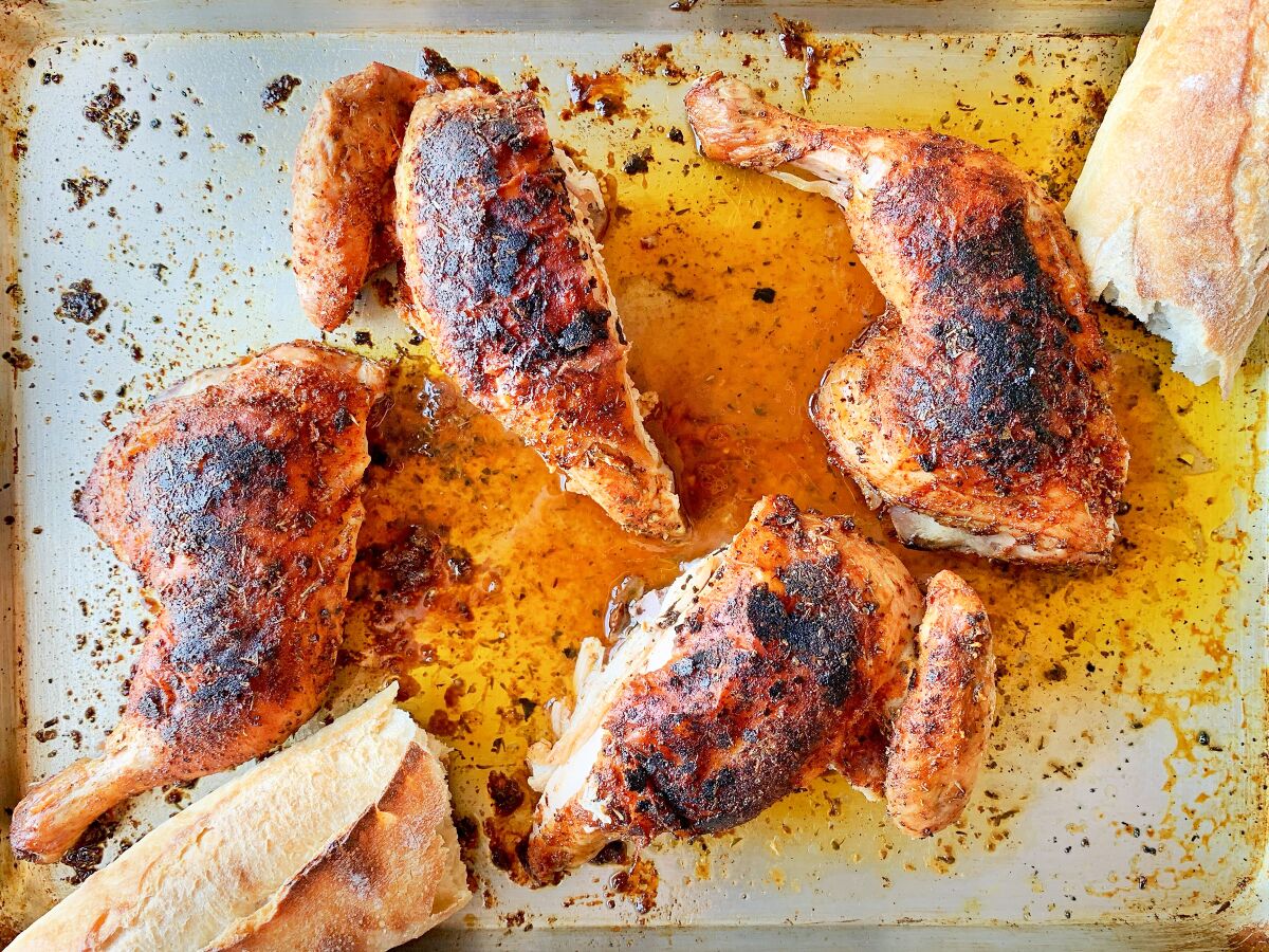 Cut-up pieces of seasoned cooked chicken