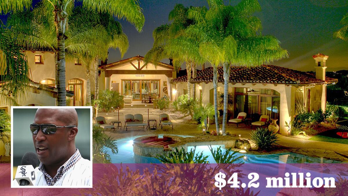 Retired Major League Baseball player Jermaine Dye has listed his Spanish-style estate on four acres in Poway, Calif., for $4.2 million.