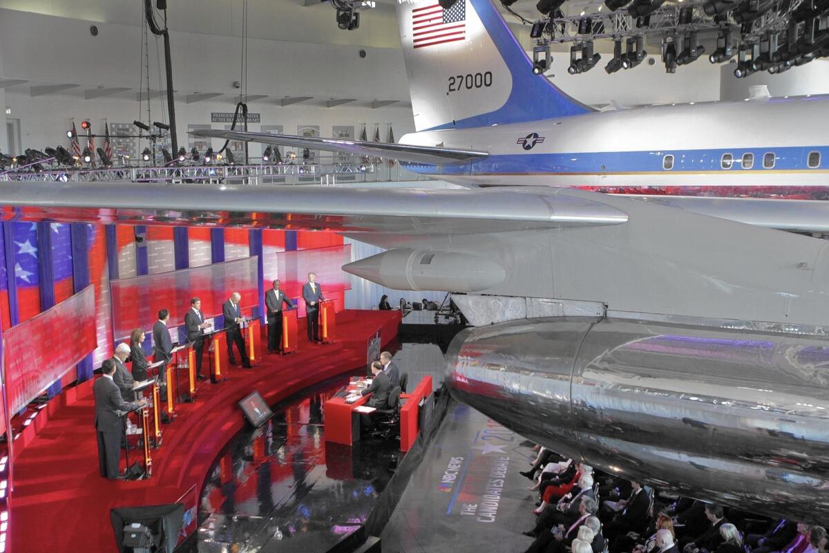 GOP presidential candidates debate at the Reagan Library in 2011. There will be another GOP debate there in September.