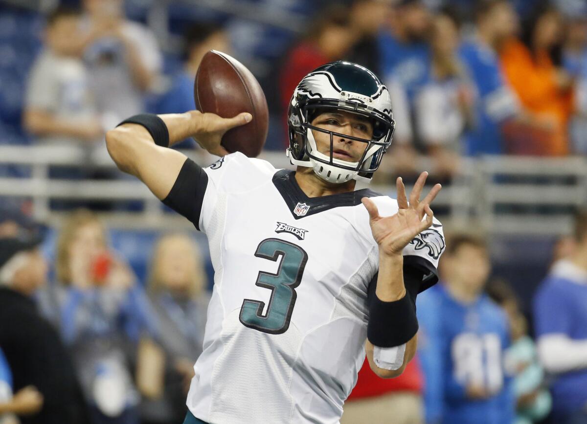 Eagles quarterback Mark Sanchez throws a pass before a game against the Lions on Nov. 26.