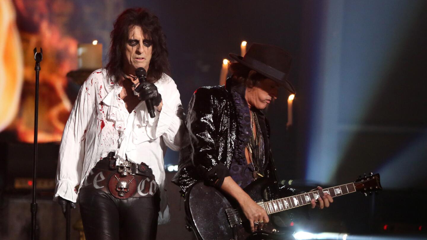 Alice Cooper, left, and Joe Perry of Hollywood Vampires perform songs including "As Bad As I Am" and "Ace of Spades."