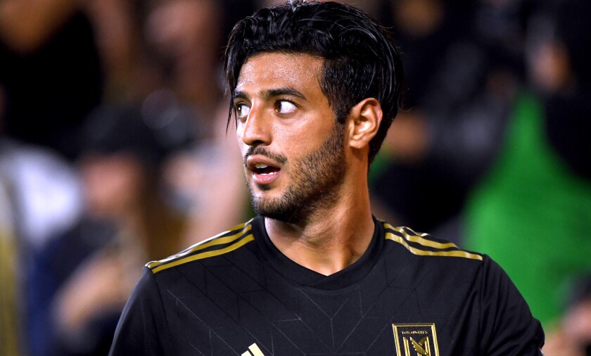 Carlos Vela, shown last year, netted the first goal of 2020 for LAFC on Jan. 25, 2020, curling in a tidy left-footed shot from the top of the box in the 10th minute.