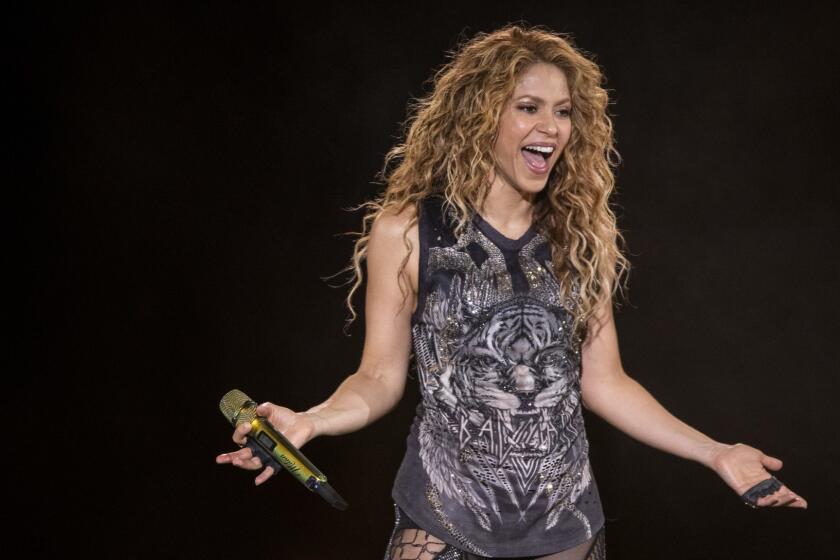 INGLEWOOD, CA --AUGUST 28, 2018 -- Grammy-winning Columbian singer Shakira performs during a Los Angeles stop of her El Dorado world tour, at the Forum, in Inglewood, CA., Aug. 28, 2018. (Jay L. Clendenin / Los Angeles Times)