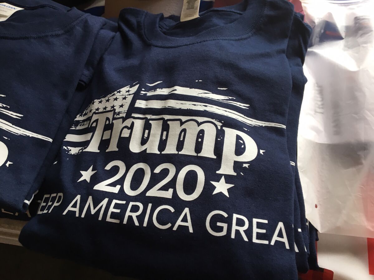 A full year before election day, Trump campaign gear is for sale at a Jackson County, Wis., GOP dinner.