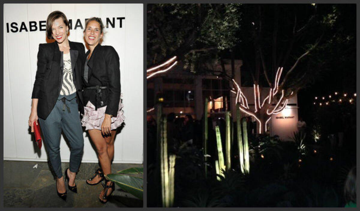 Milla Jovovich, left, and Isabel Marant cohosted a barbecue celebrating the first anniversary of the Isabel Marant store in Los Angeles. Right, the Melrose Place shop on party night.