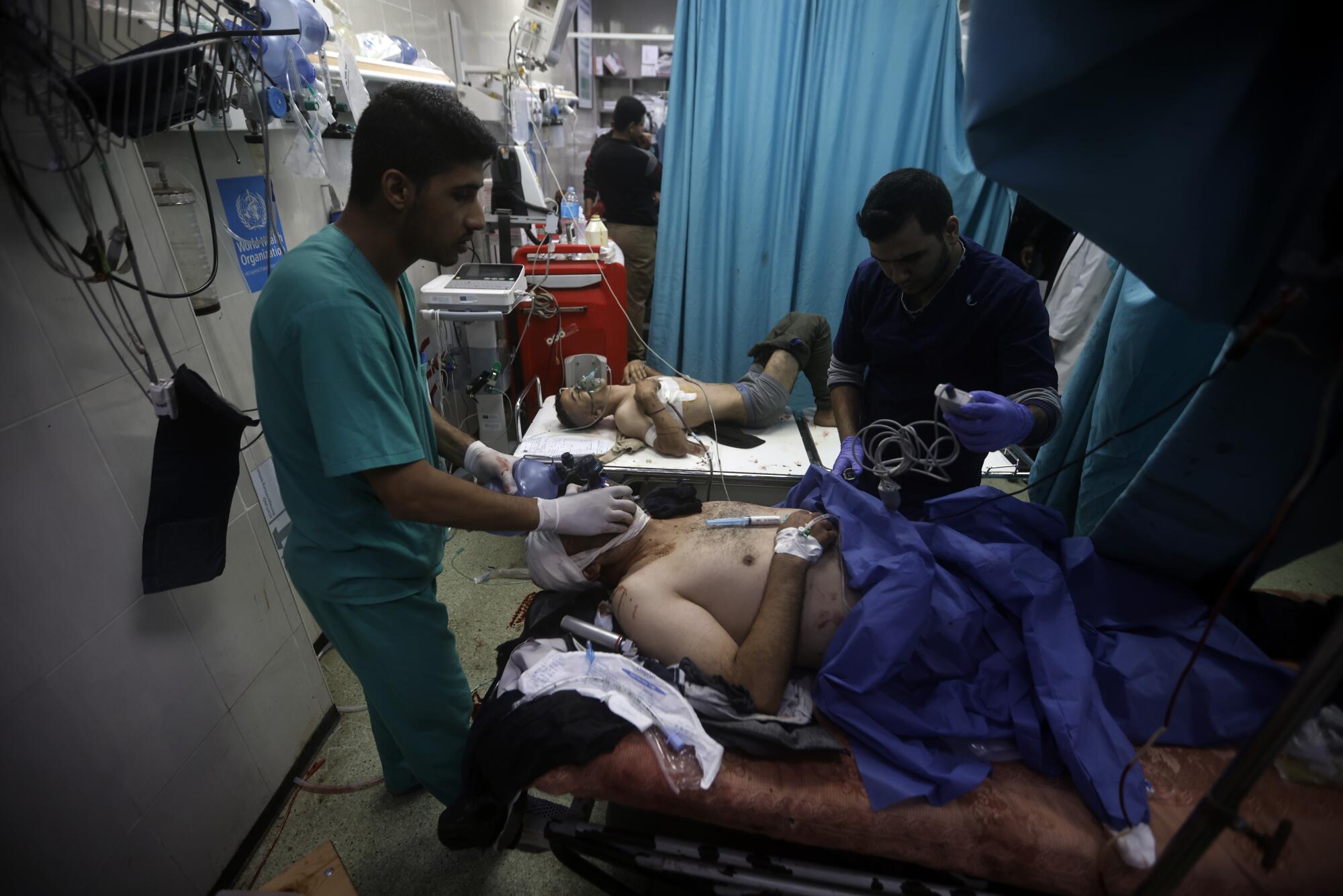 Wounded Gazans receiving treatment at hospital in Khan Yunis