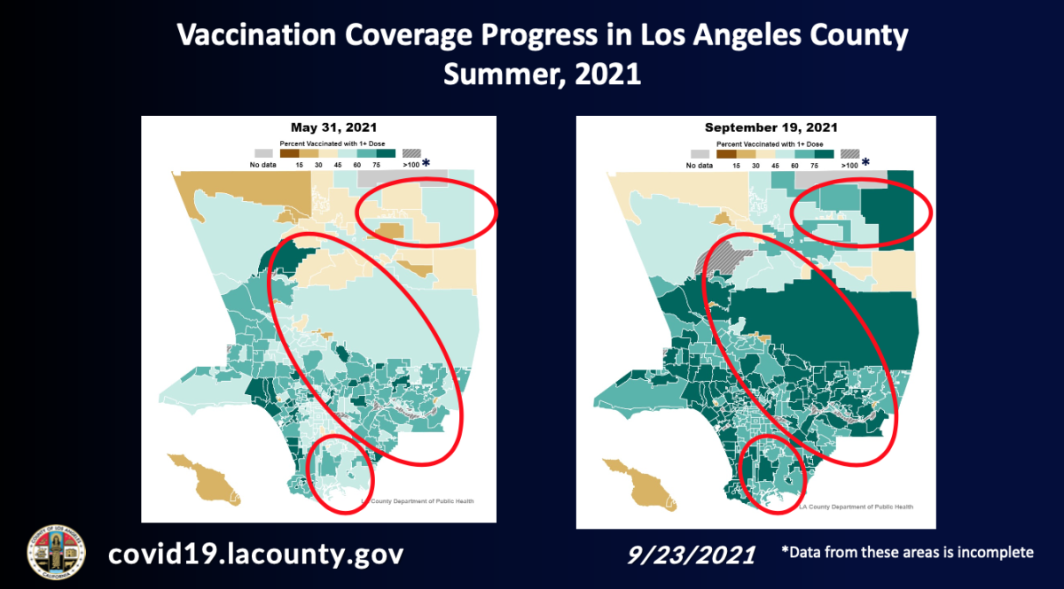 Vaccination coverage progress in L.A. County