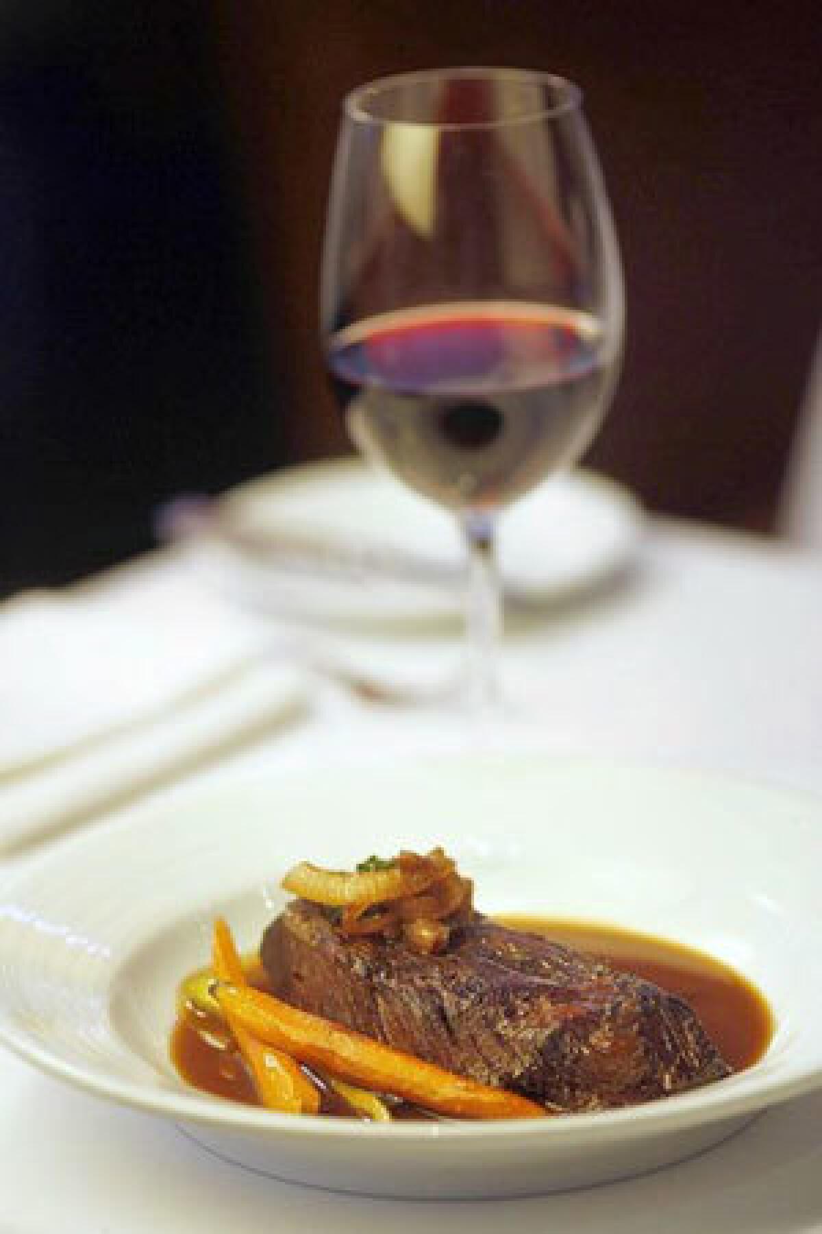 Braised pot roast is made with boned short rib at Suzanne Tracht's Jar.