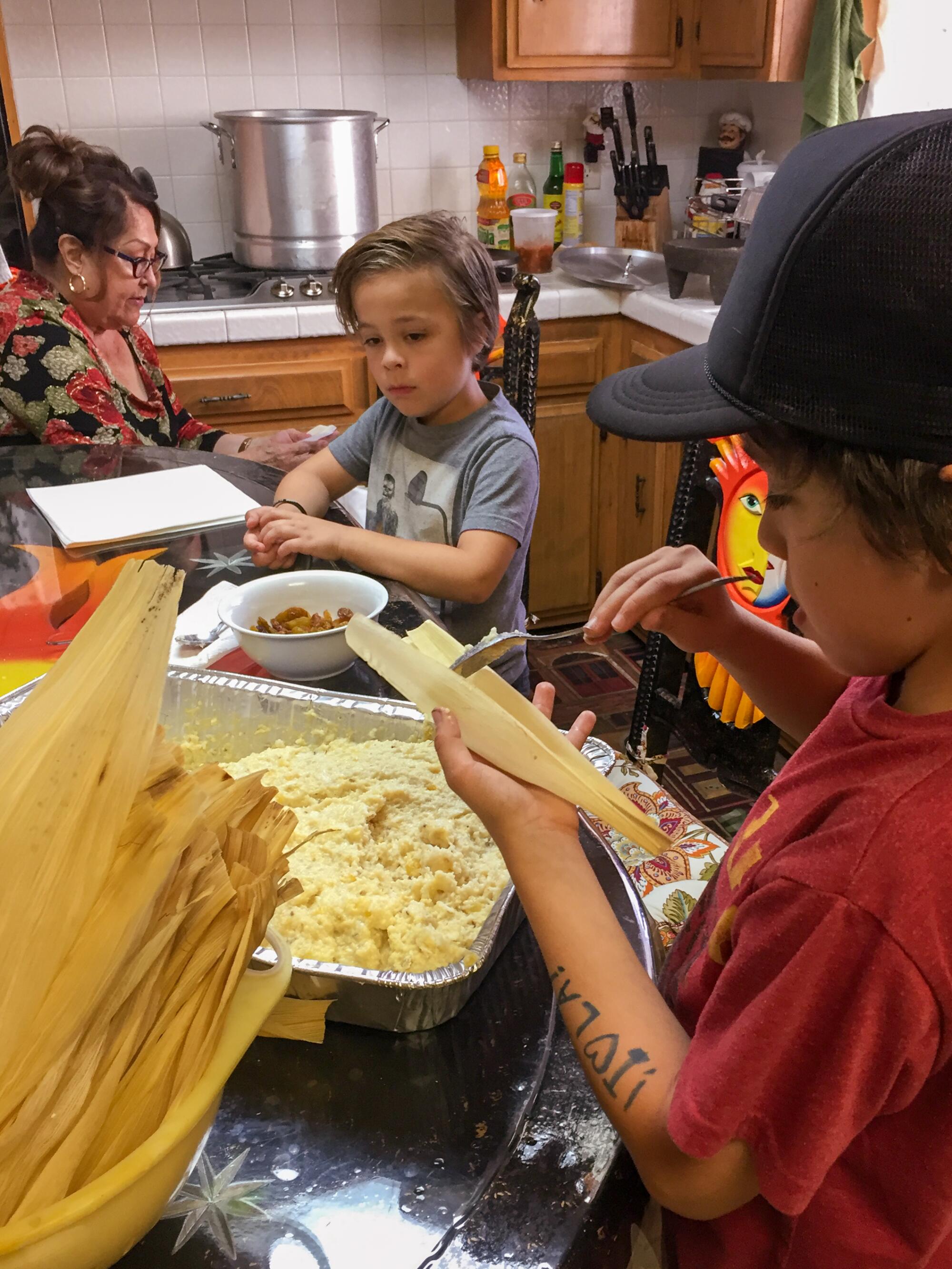 Natalia Molina's family makes tamales.